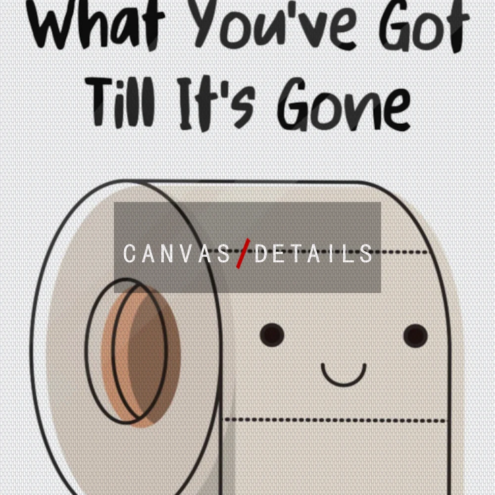 Картина на холсте "Правила ванной комнаты" с юмористической цитатой, изображением туалетной бумаги и картинками на тему. Декор для стен в домашнем туалете.