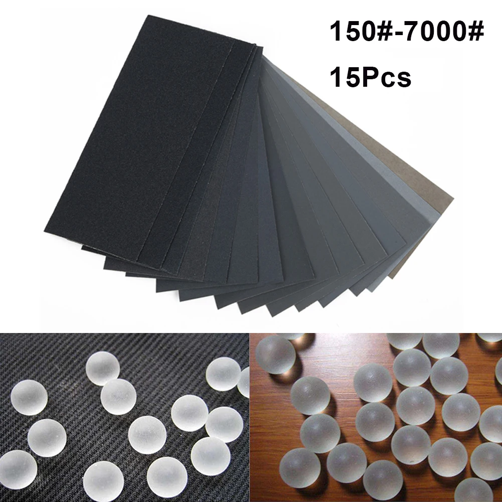 

15Pcs Sandpapers Wet Dry Use Assorted Sand Paper Sheets Home Coarse 150-7000 Grit Polishing Car Metal Glass Wood Sandpaper Home