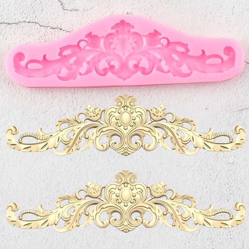 Sugarcraft Cake Border Silicone Molds Baroque Scroll Relief Cupcake Fondant Decorating Tools Candy Chocolate Gumpaste Mould |