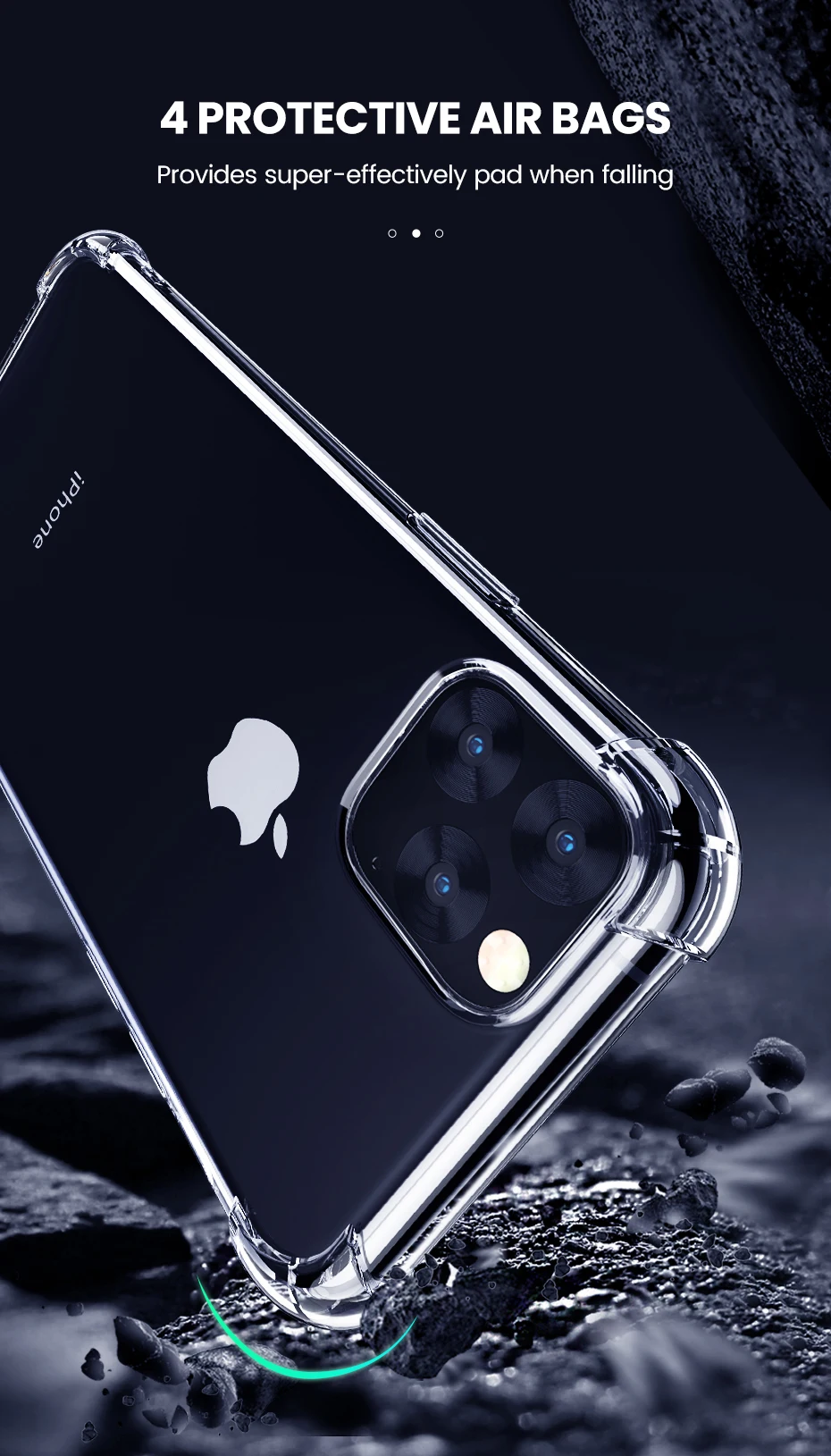 Ugreen для iPhone 11 Pro Max чехол, защитный, 4 угла, усиленный, с защитой от падения, прозрачный чехол для iPhone 11 Pro Max чехол для телефона
