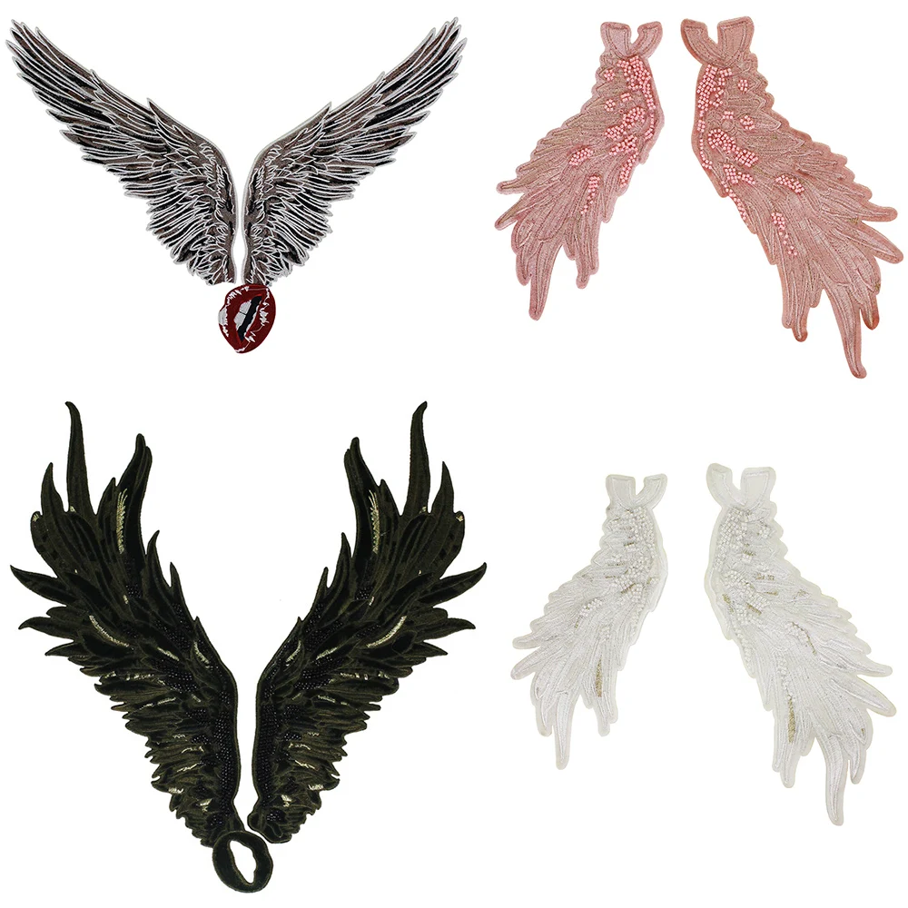 1 комплект нашивка с вышивкой из бисера большим ангельским крылом ртом значок для