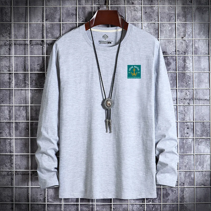 

Футболка мужская демисезонная с круглым вырезом и длинным рукавом, 100% хлопок