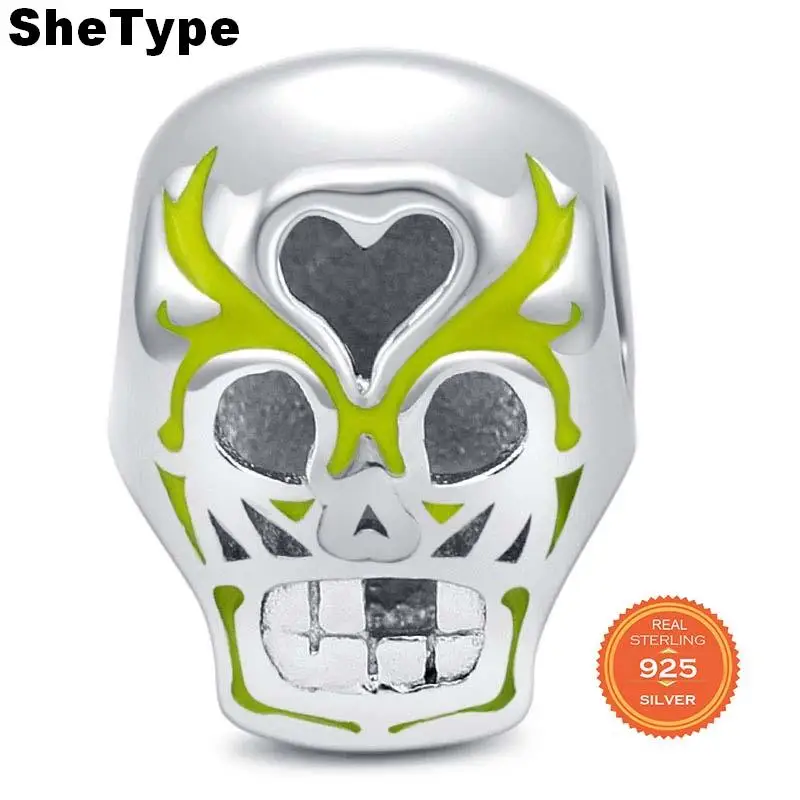 

SheType 2020 Новое поступление, 2,5 г, бусины в виде злого черепа, подарок для мужчины, изготовление ювелирных изделий, очаровательное серебро 925 пр...