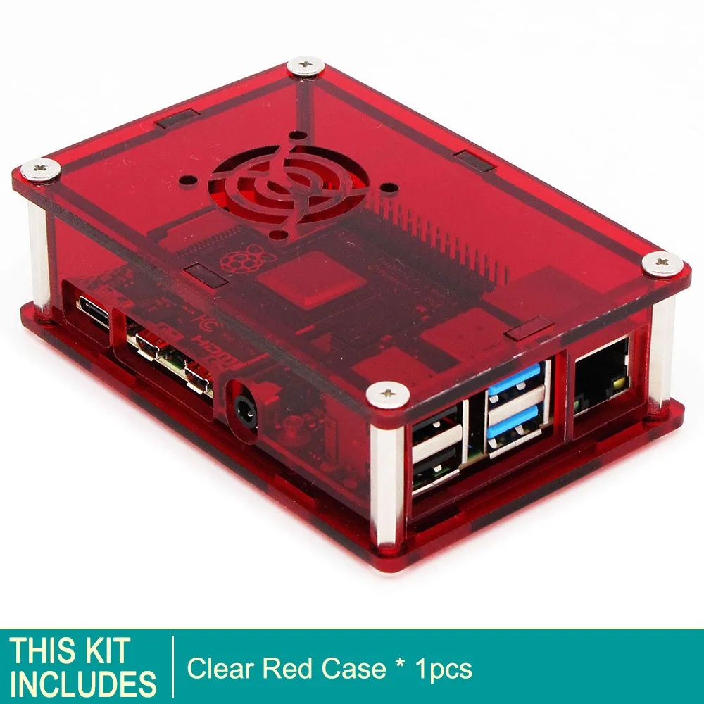 Red case Корпус C4: прозрачный красный Raspberry PI 4 корпус коробка PI4 Модель B 1 ГБ/2 ГБ/4 ГБ полиметилметакрилатные акриловые крышки корпуса КОРПУСА коробка Raspberry PI 4B - Цвет: Red case