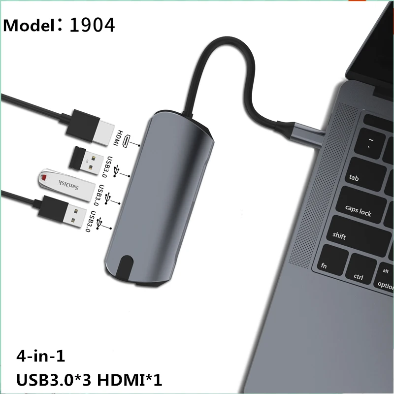USB разветвитель Концентратор USB type C с HDMI RJ45 PD зарядка SD кард-ридер USB C концентратор Type C Plitter для Macbook Pro Аксессуары для ноутбуков мультихаб ноутбук аксессуары Multi HUB комплектующие для пк - Цвет: 1904