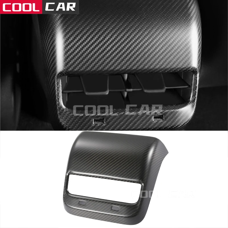 

For Tesla MODEL3 Y Real Carbon Fiber Modified Interior Rear Air Conditioning Outlet Cover Car Accessories