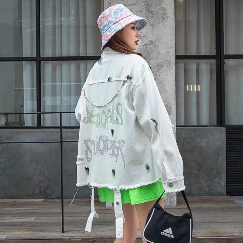 

IEQJ 2021 new summer fashion women clothes turn-down collar full sleeves spliced letters single breasted jacket WP78900