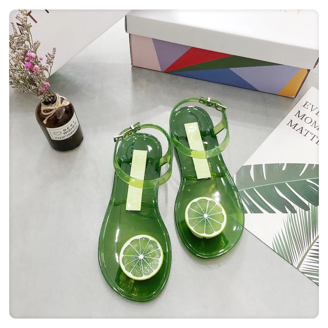 

2023 New Summer Sandals Women's Fruit Flip-Flop Sandals Transparent Flat-soled Beach Shoes Seaside Vacation Jelly Shoes SM054