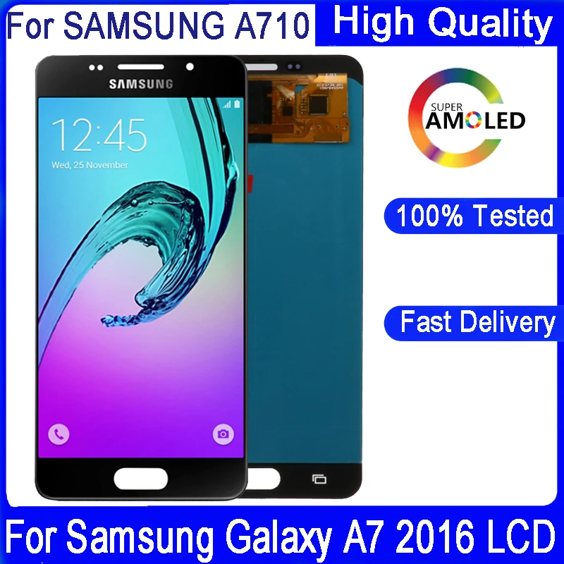 Для Samsung Galaxy A7 2016 ЖК дисплей для A710 A7100 A710F A710M сенсорный экран дигитайзер