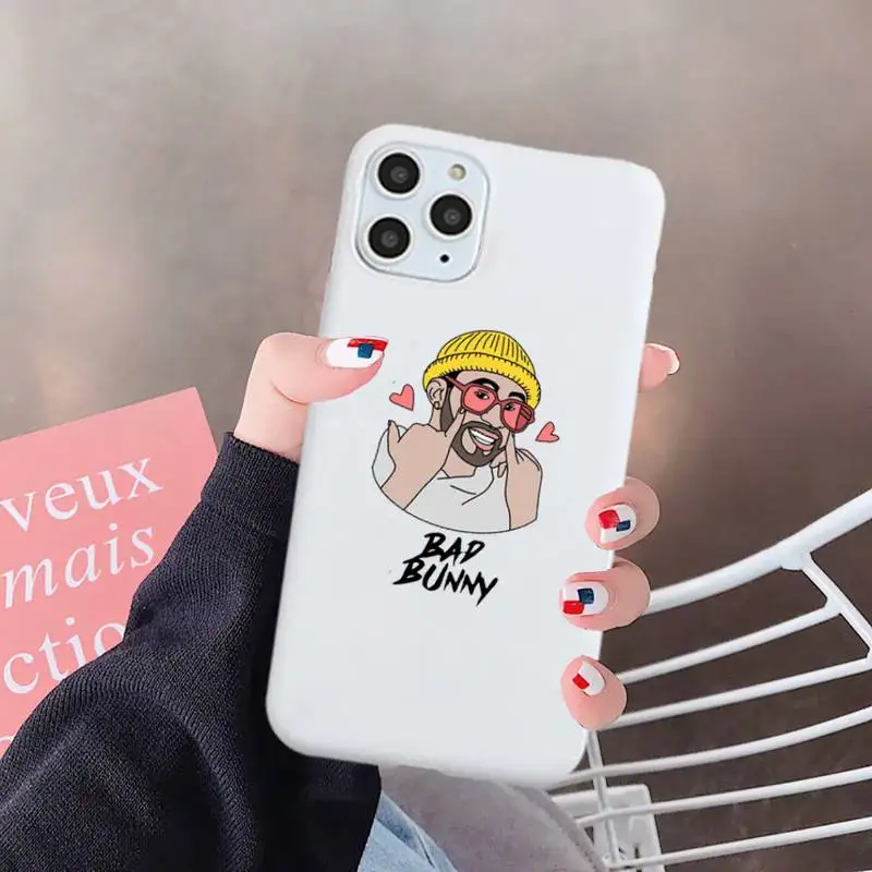 

Yo Perreo Sola Bad Bunny Phone Case White Candy Color for iPhone 6 7 8 11 12 s mini pro X XS XR MAX Plus