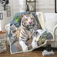 tiger 3d printing plush fleece blanket adult fashion quilts home office washable duvet casual kids girls sherpa blanket animal03