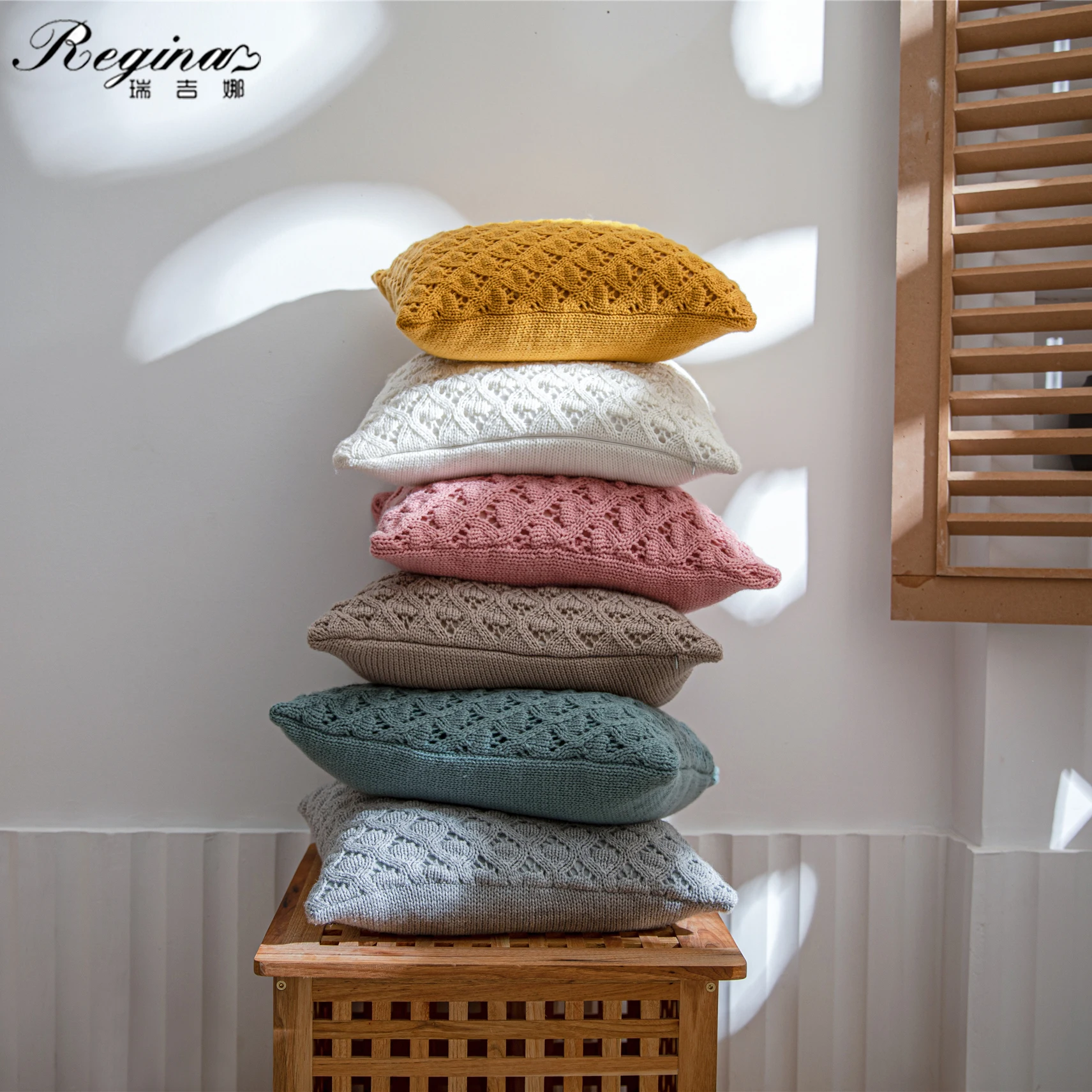 Чехол-Наволочка на подушку в скандинавском стиле однотонный желтого и синего