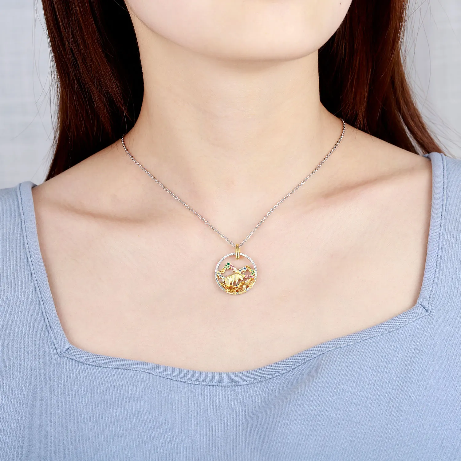 GEM&#39S BEAUTY 925 Sterling Silver 18K Gold Filling Goat Necklace Natural Citrine Handmade For Women Romantic Gift | Украшения и