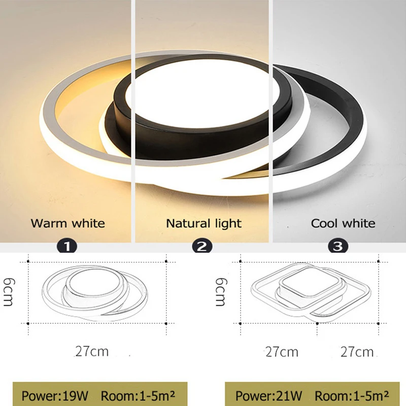 

Round/Square Modern LED Ceiling Lights for Room Dining Kitchen Bedroom Cold Warm White Natural Entrance Ceiling Lamp for home
