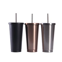 20oz stainless steel cup with straw vacuum coffeetravel cup vacuum cup foreign trade insulated mug insulated cup vacuum flask
