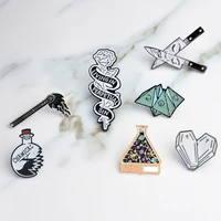 fashion pins rose origami game cobweb dagger face science beaker brooches badges bag accessories pins jewelry gifts for friends