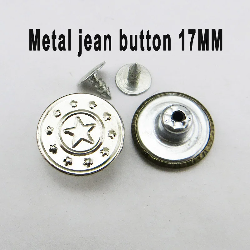50 шт. 17 мм письмо металлическая джнисовая со звездой и кнопками бренда одежды