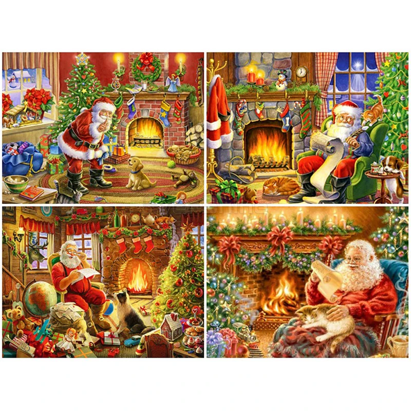 DIY картина с Санта Клаусом 5D Алмазная мозаика полная вышивка|Алмазная и вышивка| |