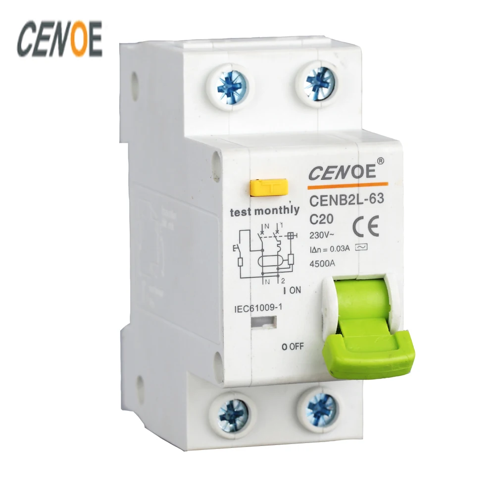 

free shipping superior elcb earth leakage circuit breaker residual current circuit breaker DPNL1P+N 230V 16A 25A 32A 63A 50Hz