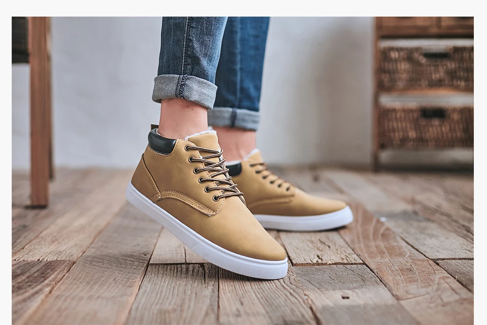 Men Warm Boots Man Winter Snow Boots Men Brand Fur Warm Ankle Botas hombre Male Casual Lace-up Luxury Leahter Men's Boots