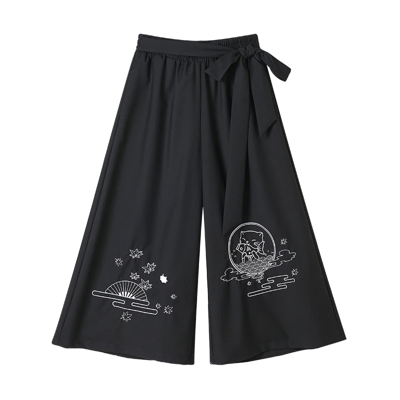 Японские Кендо прямые с высокой талией свободные широкие брюки косплей для