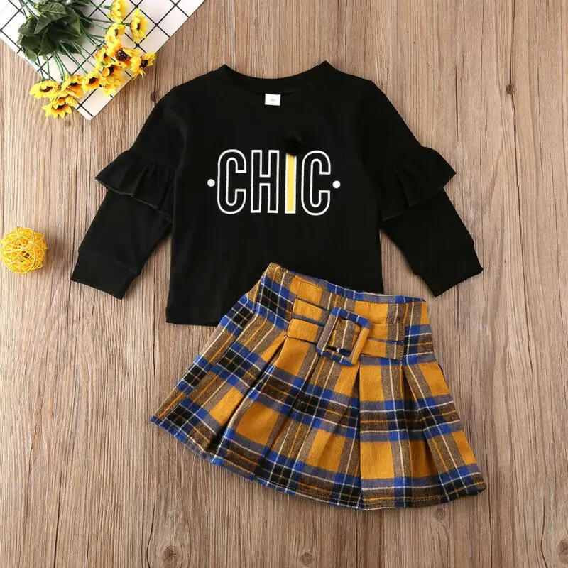 Комплект одежды для маленьких девочек осень 2019 Черная Толстовка с длинным