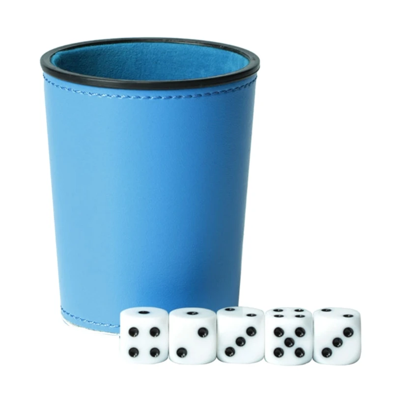 

Leather PU Dice Cup Party Board Game Bar KTV Entertainment Dice Box with Dices
