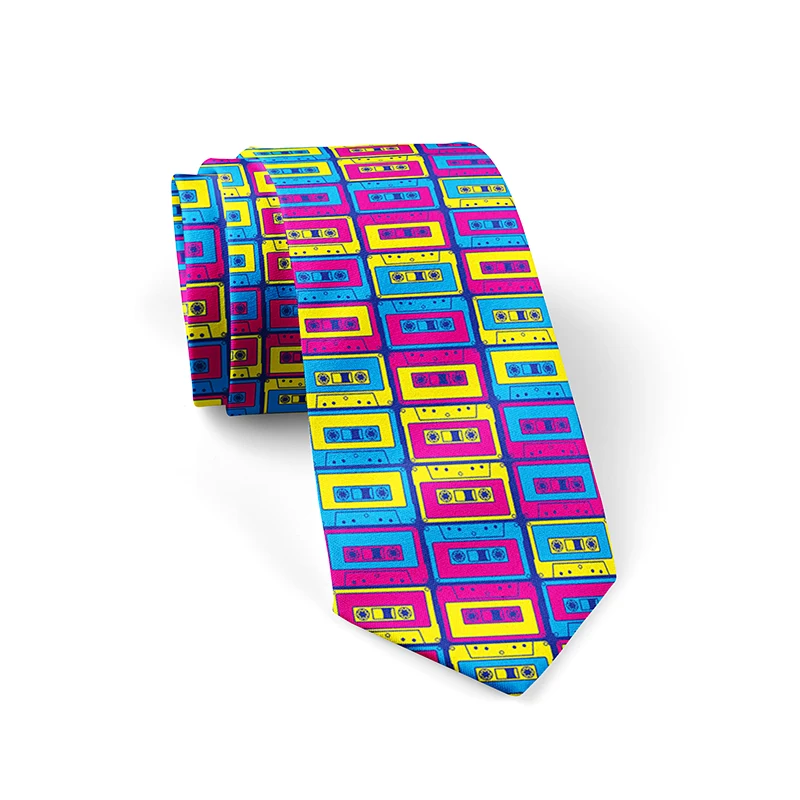 

New Style Cassette Music Tape Tie For Men Women Funny Creative Retro Neck Ties 8cm Wide Casual Shirt Suit Accessories For Party