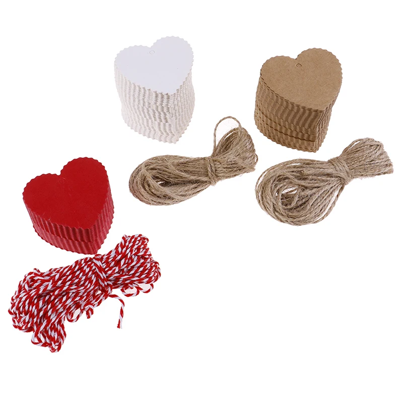 100 шт. в форме сердца Белый Черный Коричневый Крафт Бумага бирки садовые этикетки