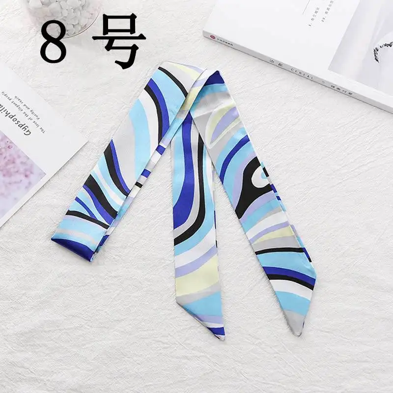 Искусственный шелк тонкий узкий шелковый шарф с принтом женская цветная сетка в