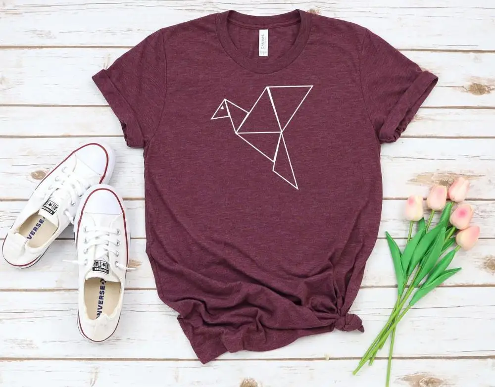 

geometric Paper Bird Print Women tshirt Cotton Casual Funny t shirt Gift 90s Lady Yong Girl Drop Ship S-869