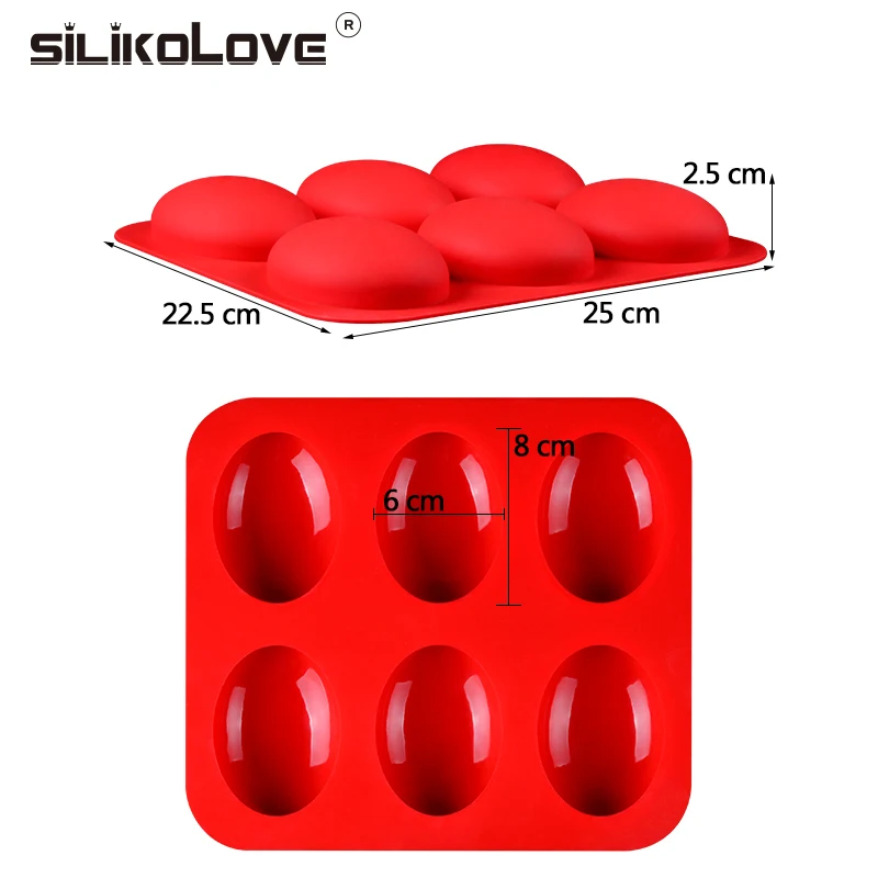 Овальная форма для мыла SILIKOLOVE 6 полостей многоразовая силиконовая сделай сам мод