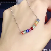 KJJEAXCMY fine Jewelry 925 Sterling Silver Natural color sapphire Girl vintage Pendant Necklace chain Support Test Chinese style