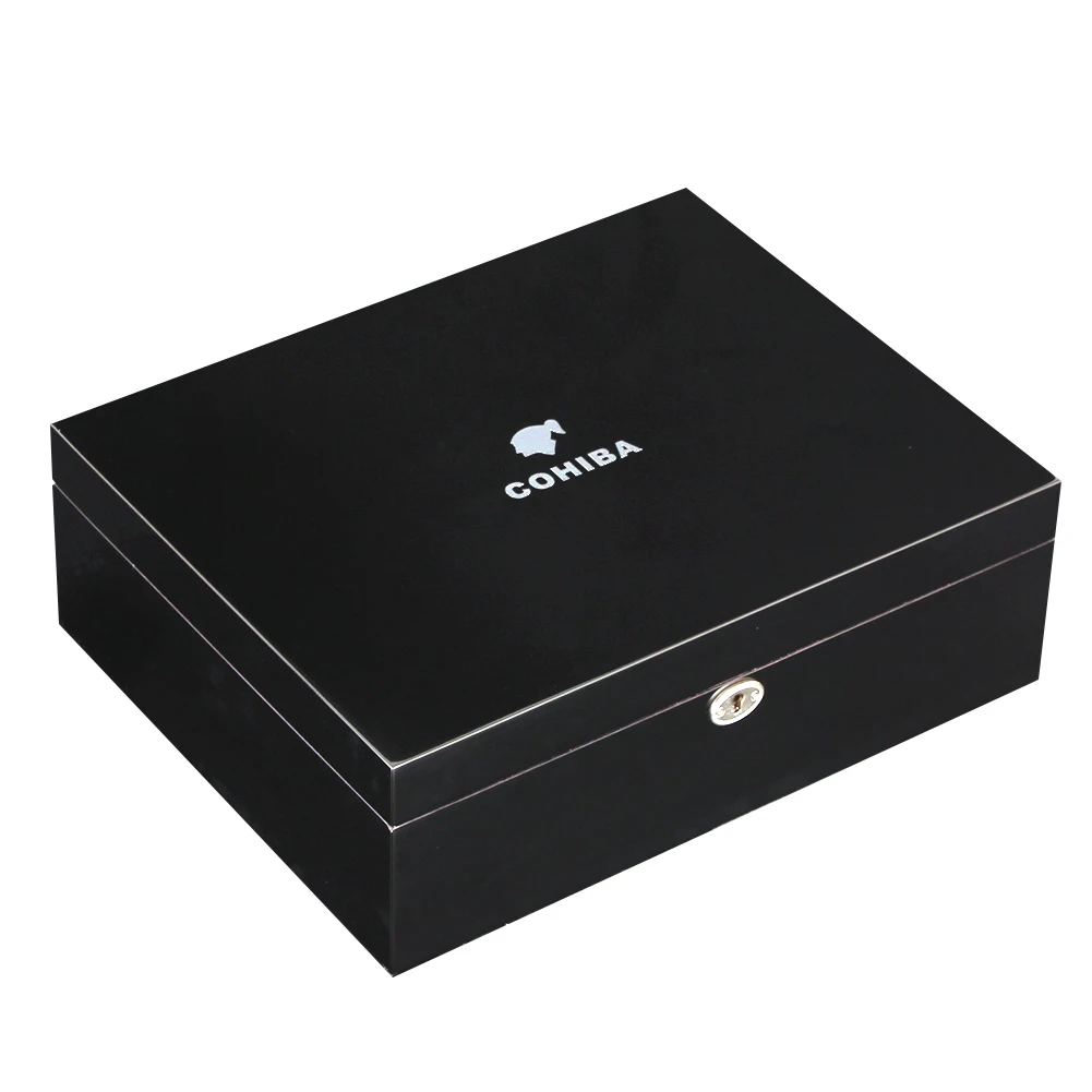 Коробочка для сигар COHIBA домашняя коробка черная испанская кедровая подкладка с
