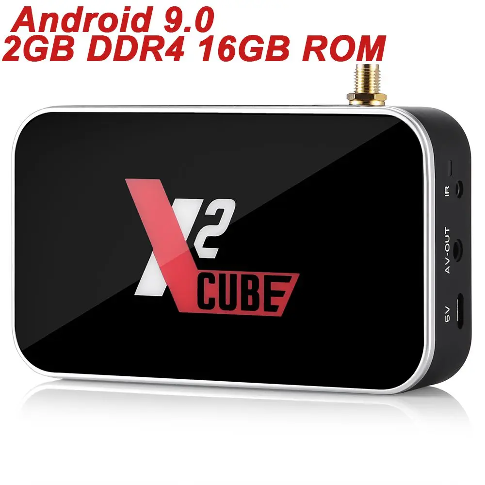 X2 CUBE Smart TV Box Android 9.0 Amlogic S905X2 2GB DDR4 16GB ROM Set Top 2.4G WiFi 4K HD Media Player | Электроника