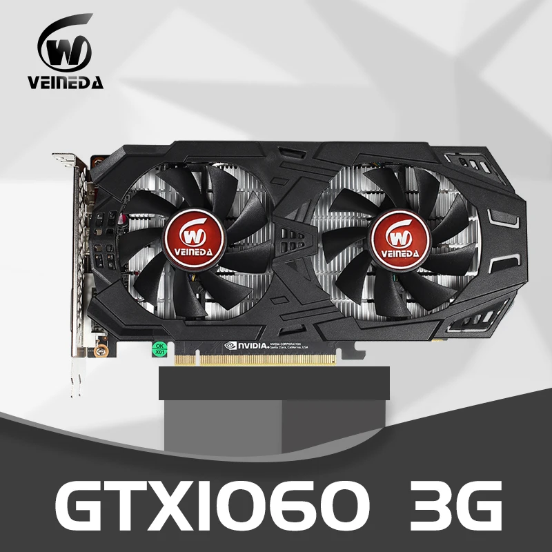 VEINEDA видеокарта GTX1060 3 ГБ 192Bit GPU GDDR5 видеокарты для nVIDIA VGA карты Geforce GTX 1050Ti HDMI GTX 750 Ti 950 1060