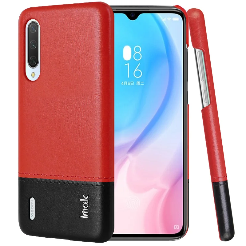 Red and black Imak роскошные чехлы Ruiyi для Xiaomi mi 9 Lite A3 mi A3 CC9e CC9 чехол тонкая задняя крышка чехол для телефона жесткий ПУ ПК coque деловые обложки - Цвет: Red and black
