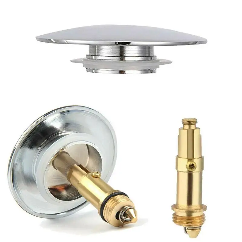 

Drain Stopper Chrome Basin Waste Bathroom Kitchen Sink Push Buttons Plug Trap Hair Catcher Basin Faucet Bolt Bath Accessories