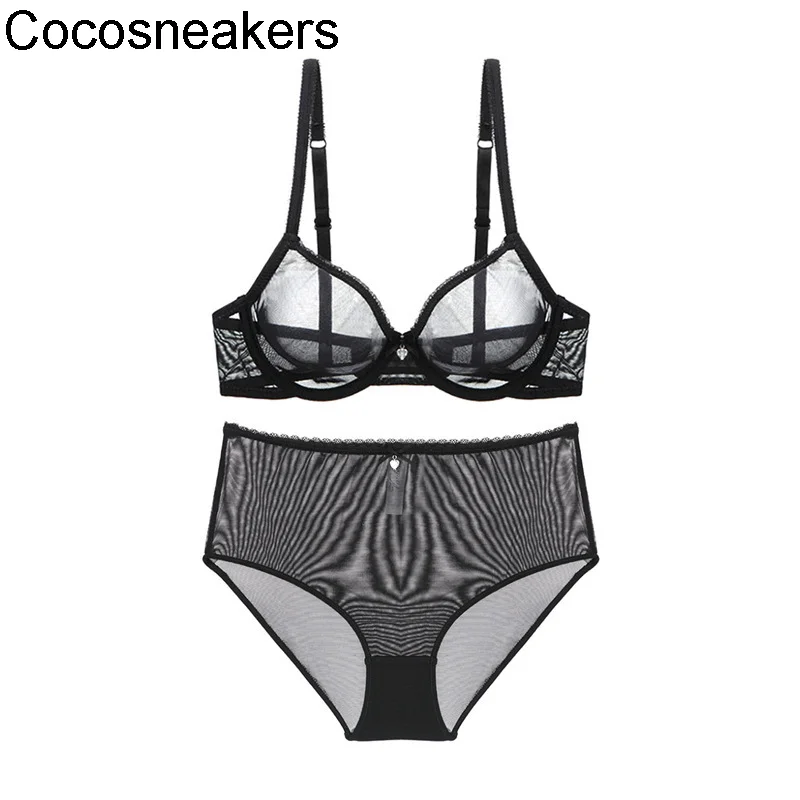 

sexy temptation gauze ultra-thin perspective bra set high waist gauze underwear