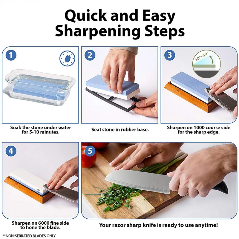 

Knife Sharpener Stone Dual Side Whetstone Professional Kitchen Sharpening Grinder Oilstone 240 400 600 800 1000 6000# Honing Set