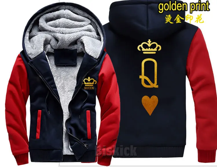 Модное теплое толстое пальто с принтом king queen для мужчин и женщин Зимняя Теплая