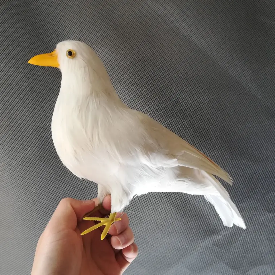 

Около 25 см Реалистичная игрушка белая модель голубей, пена и перья мира птица ручной работы, реквизит, украшения дома и сада, Рождественский ...