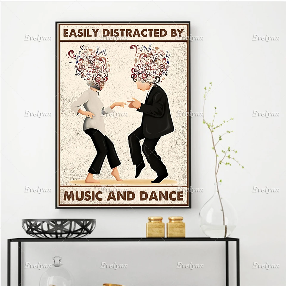 

EasilyDistracted By Music And Dance Poster Mia Wallace Vincent Vega Pulp Fiction Wall Art Prints Home Decor Canvas FloatingFrame