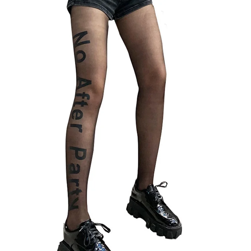 

Sexy Stockings Fashion Trend English Girl Letter Pattern Thin Rompers for Women Tights Comfortable Personality Summer Pantyhose