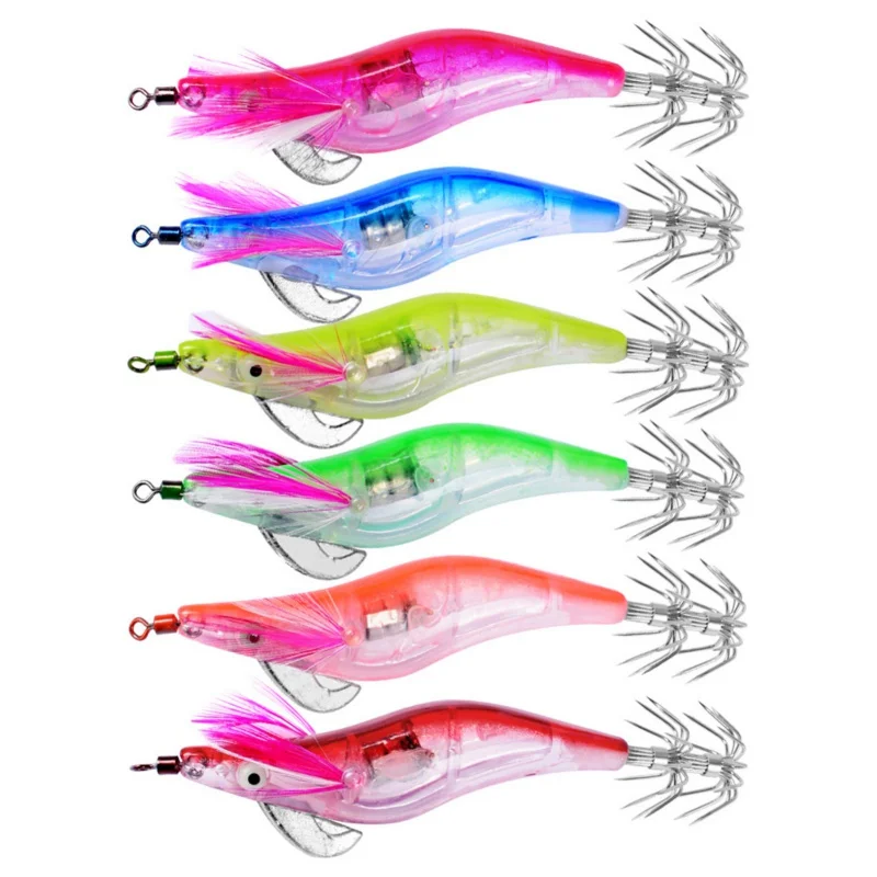 

10cm2.5# Luminous Lure Lure 6pcs Electronic Shrimp Flash Bait Electronic Luminous Night Fishing Bait Hard Bait