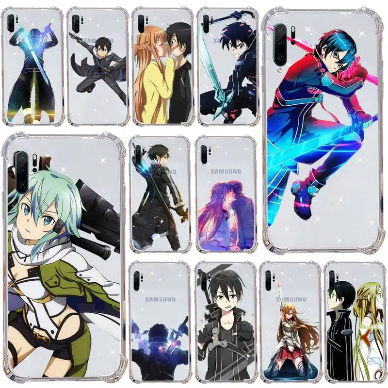 

Sword Art Online Phone Cases Transparent for Samsung s9 s10 s20 Huawei honor P20 P30 P40 xiaomi note mi 8 9 pro lite plus