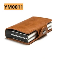 2021 men business smart wallets credit id card holder pu leather rfid blocking protection purse metal aluminum bank card case