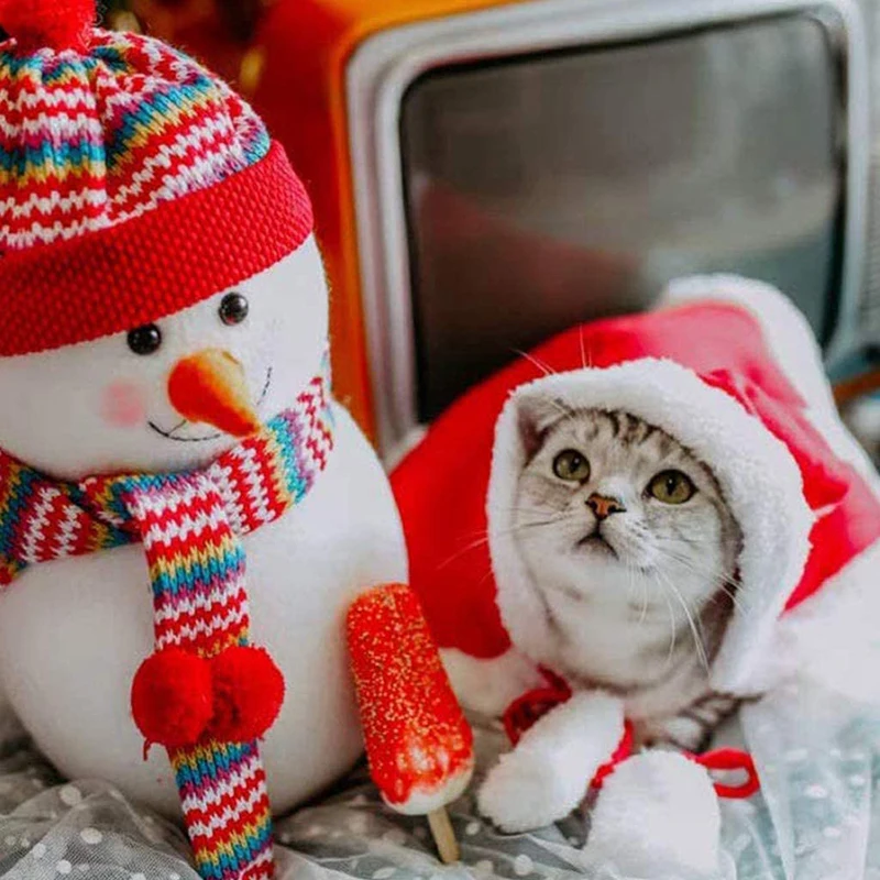 Горячая Забавный Рождественская одежда теплая кота собаки любимчика для