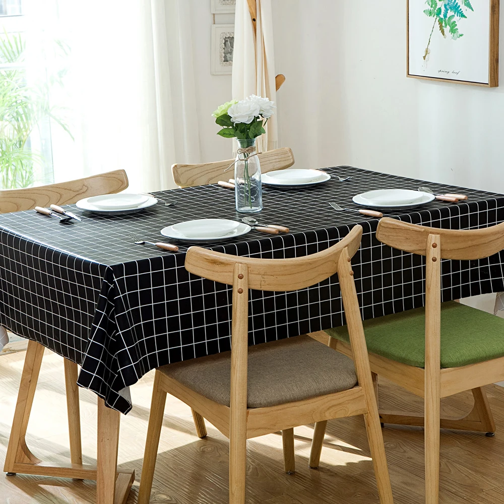 Водонепроницаемая маслостойкая Скатерть из ПВХ с принтом в клетку декоративное