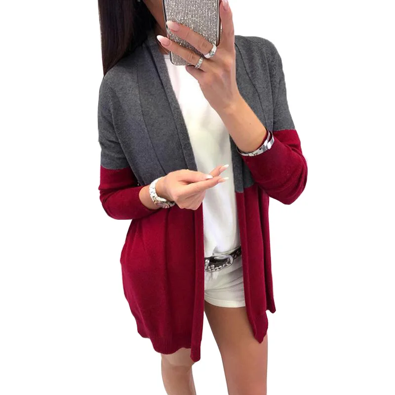 Длинный кардиган женские топы Осень зима 2018 женский с длинным рукавом свитер